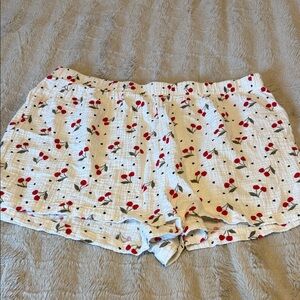 American Eagle Outfitters White Cherry Print Sleep Shorts